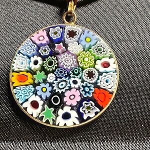 Vintage Fifth Avenue Collection Silver Gold Plated Murano/ Mellefiori Necklace